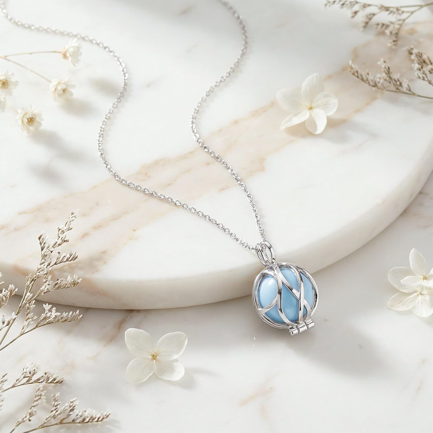 Detalle 2 de Engelsrufer Damen Halskette aus Sterling Silber mit Kraftstein Kugel Anhänger – verstellbare Länge, nickelfrei