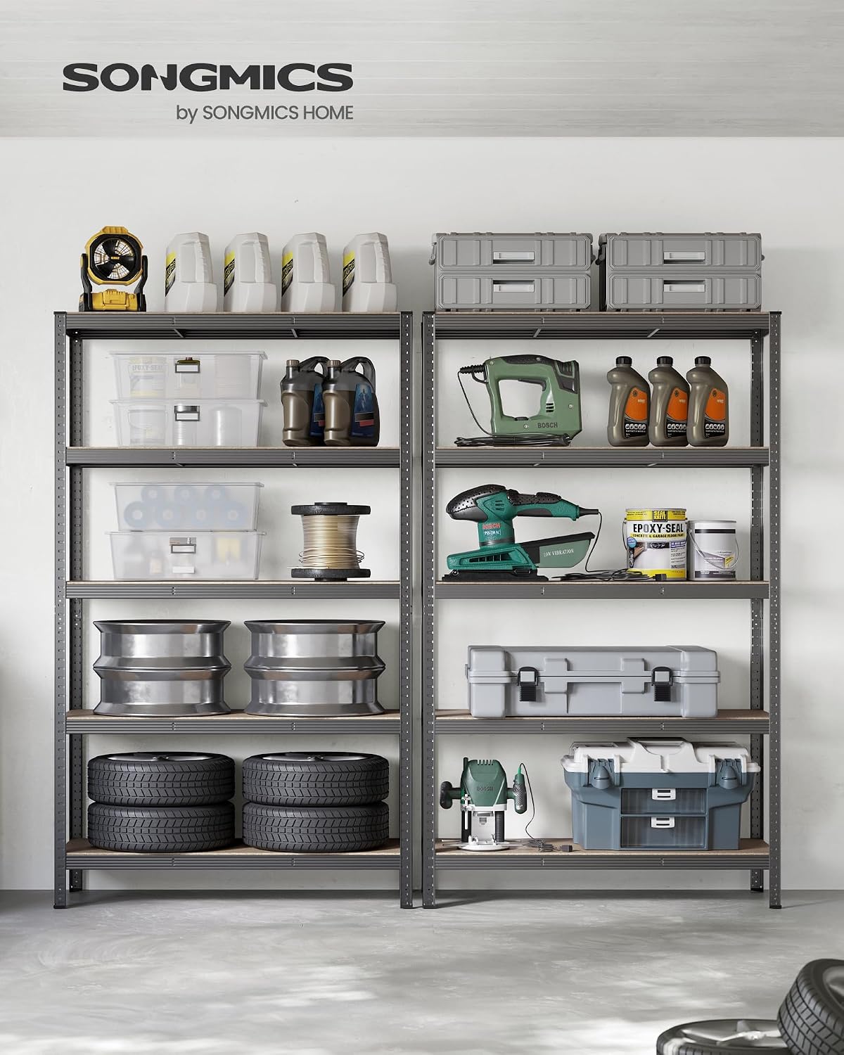 Detalle de SONGMICS GLR060G01 5-Tier Shelving Unit, 750 kg, 60 x 120 x 200 cm
