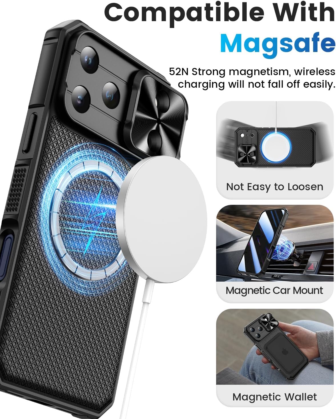 Detalle de Doeshine Case for iPhone 17 Pro Max with Privacy Screen and Slide Camera Cover