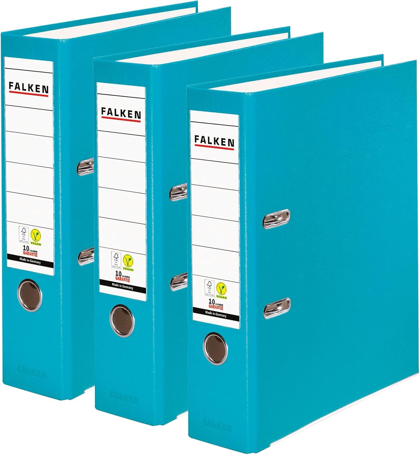 Detalle de Falken Set da 3 Raccoglitori PP-Color, 8 cm, DIN A4, Turquoise – Made in Germany