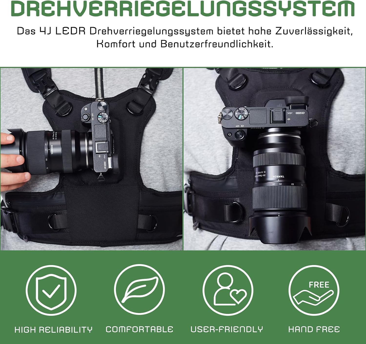 Detalle de 4J LEDR Kamera-Tragegurt – Brustgurt-System für sichere Fotoabenteuer