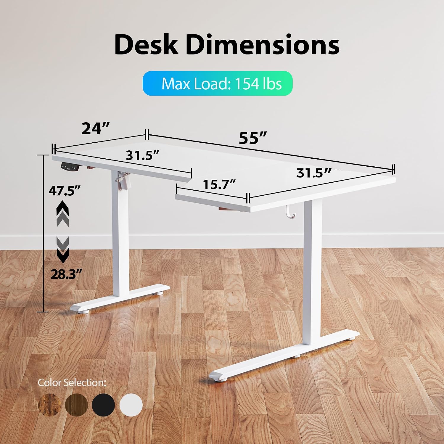 Thumbnail 2 de Agilestic Electric Standing Desk 55" L-Shaped