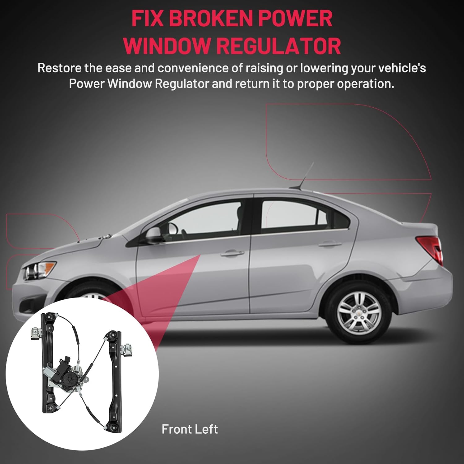 Detalle 1 de BDFHYK 748-974 Power Window Regulator with Motor – Front Left for Chevy Cruze (2010–2015, Cruze Limited 2016)