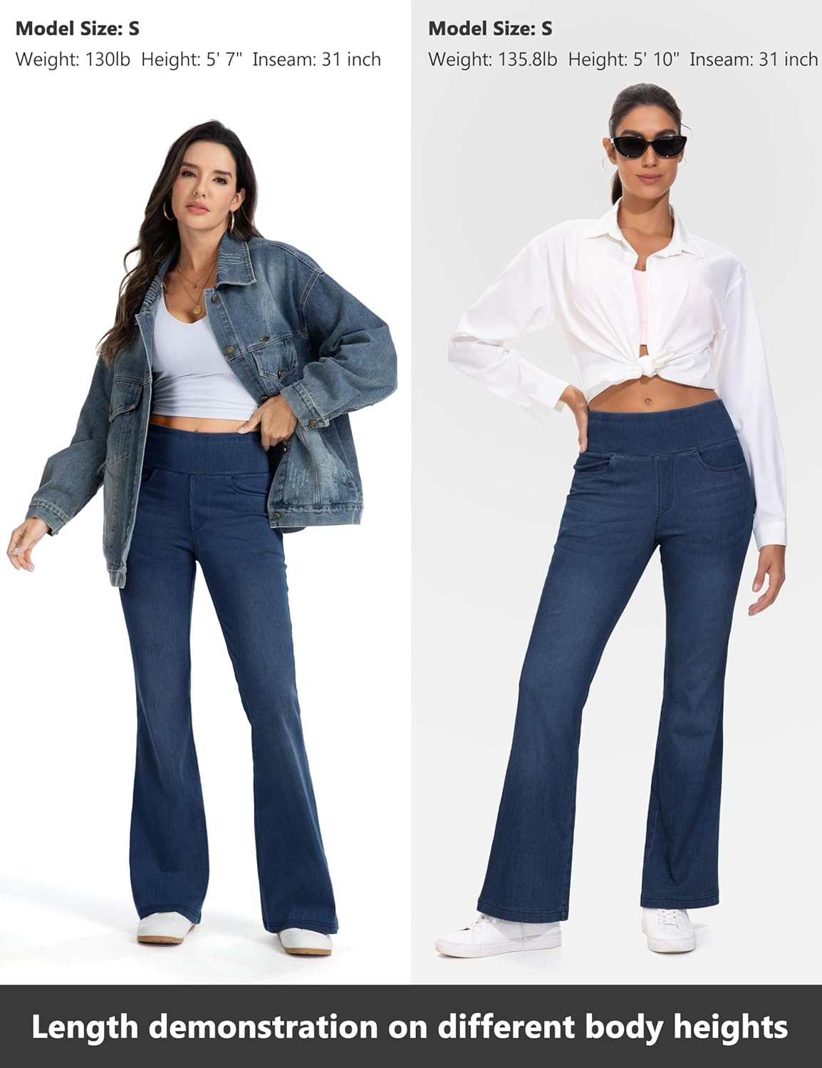 Thumbnail 5 de Jeans da donna THE GYM PEOPLE a vita alta a campana con controllo pancia e tasche
