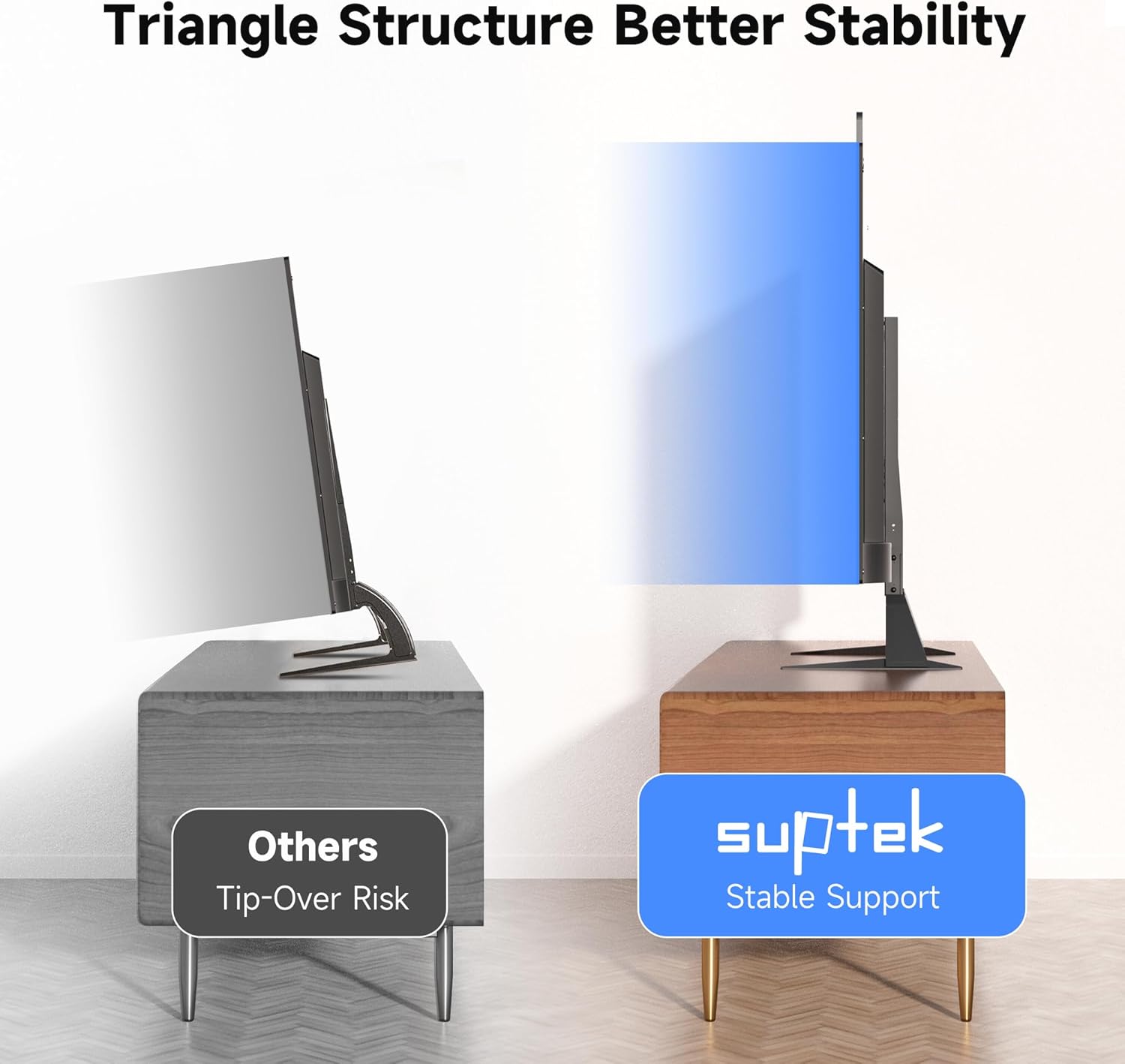 Thumbnail 1 de Suptek Universal TV Stand Base with 3-Height Adjustable Legs for 27–85 Inch TVs