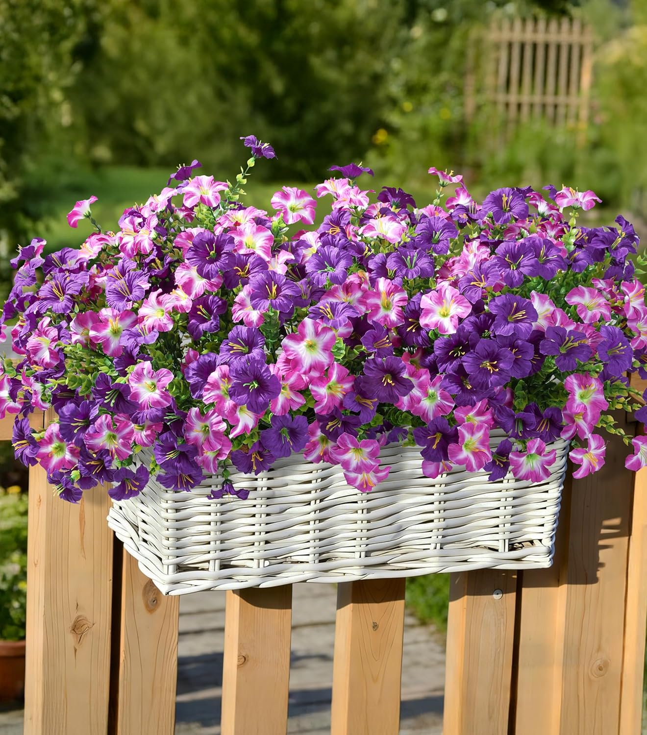 Thumbnail 1 de Artificial Flowers for Outdoors: 20 Bundles Silk Petunia with Eucalyptus, UV-Resistant Faux Flowers for Outdoor Planters