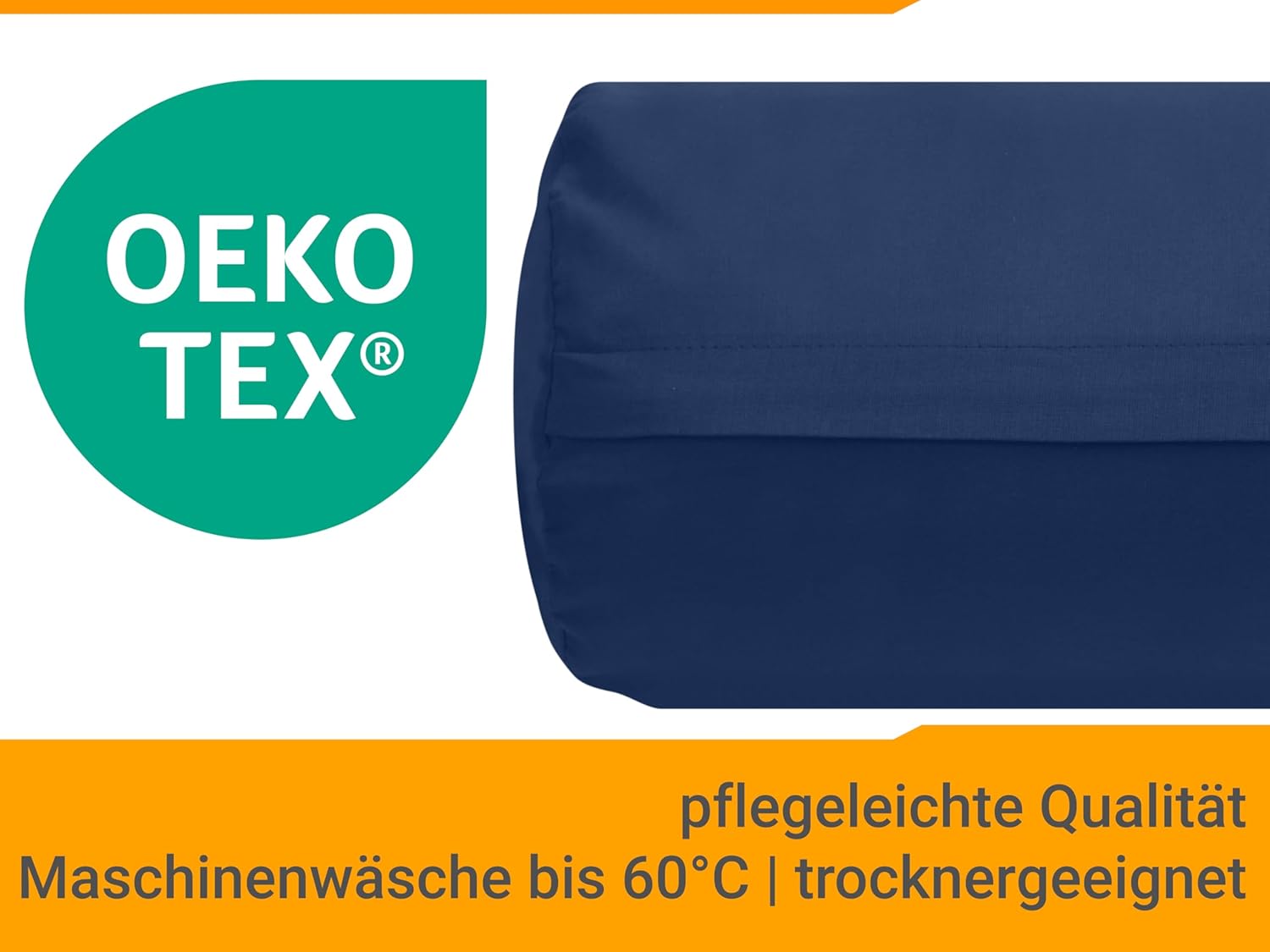 Detalle de Housse Coussin 40x15 Unie – Lot de 2 Navy par npluseins, coton durable et design discret