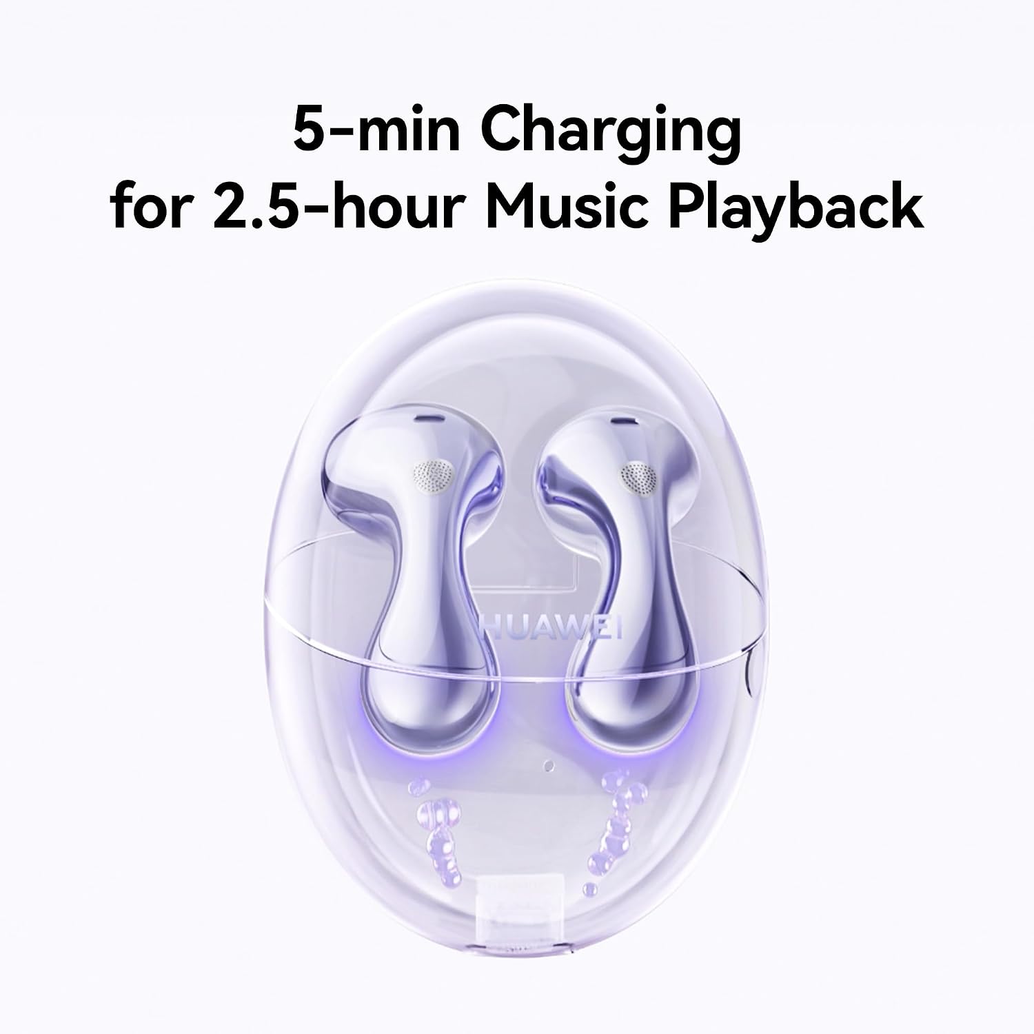 Detalle de HUAWEI FreeBuds 6 Wireless Earbuds (Purple) with open-fit ANC and dual-driver true sound