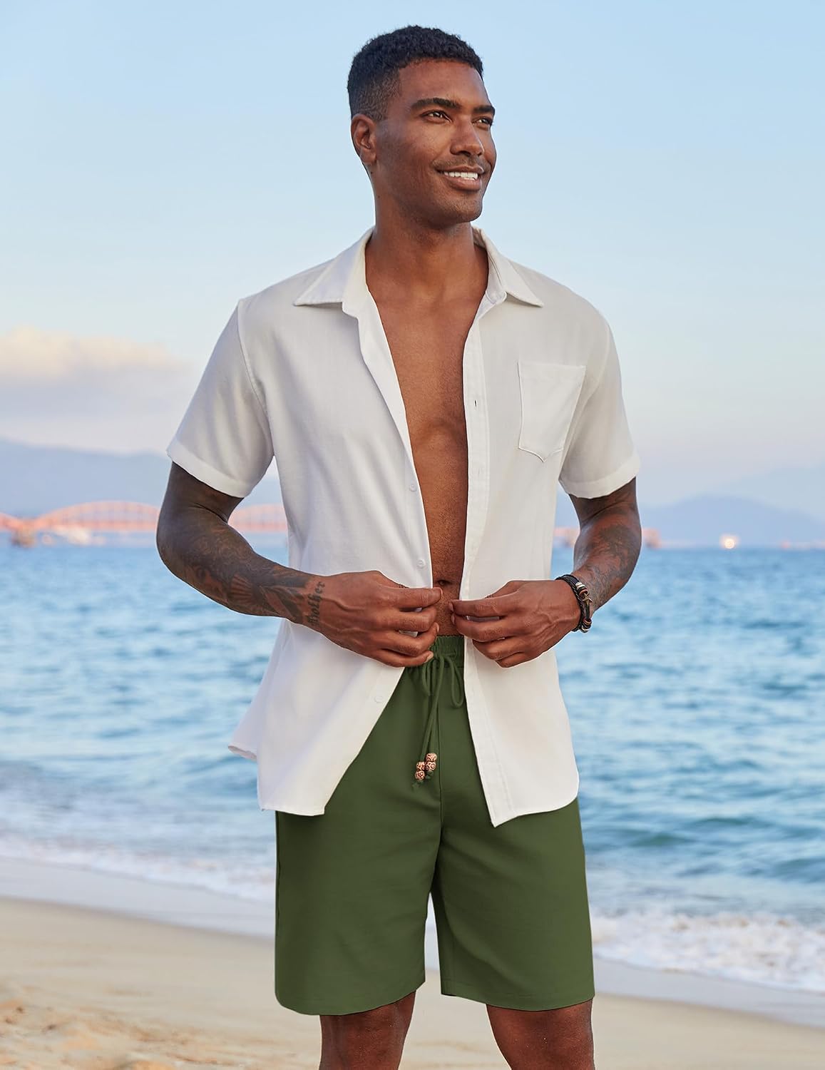 Detalle de COOFANDY Men's Linen Shorts, 9-Inch Inseam