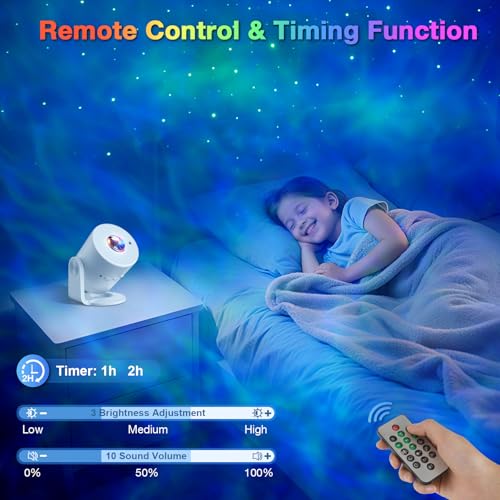 Thumbnail 3 de Swoieltr Proyector de galaxias y estrellas real: proyector de techo con control remoto y temporizador