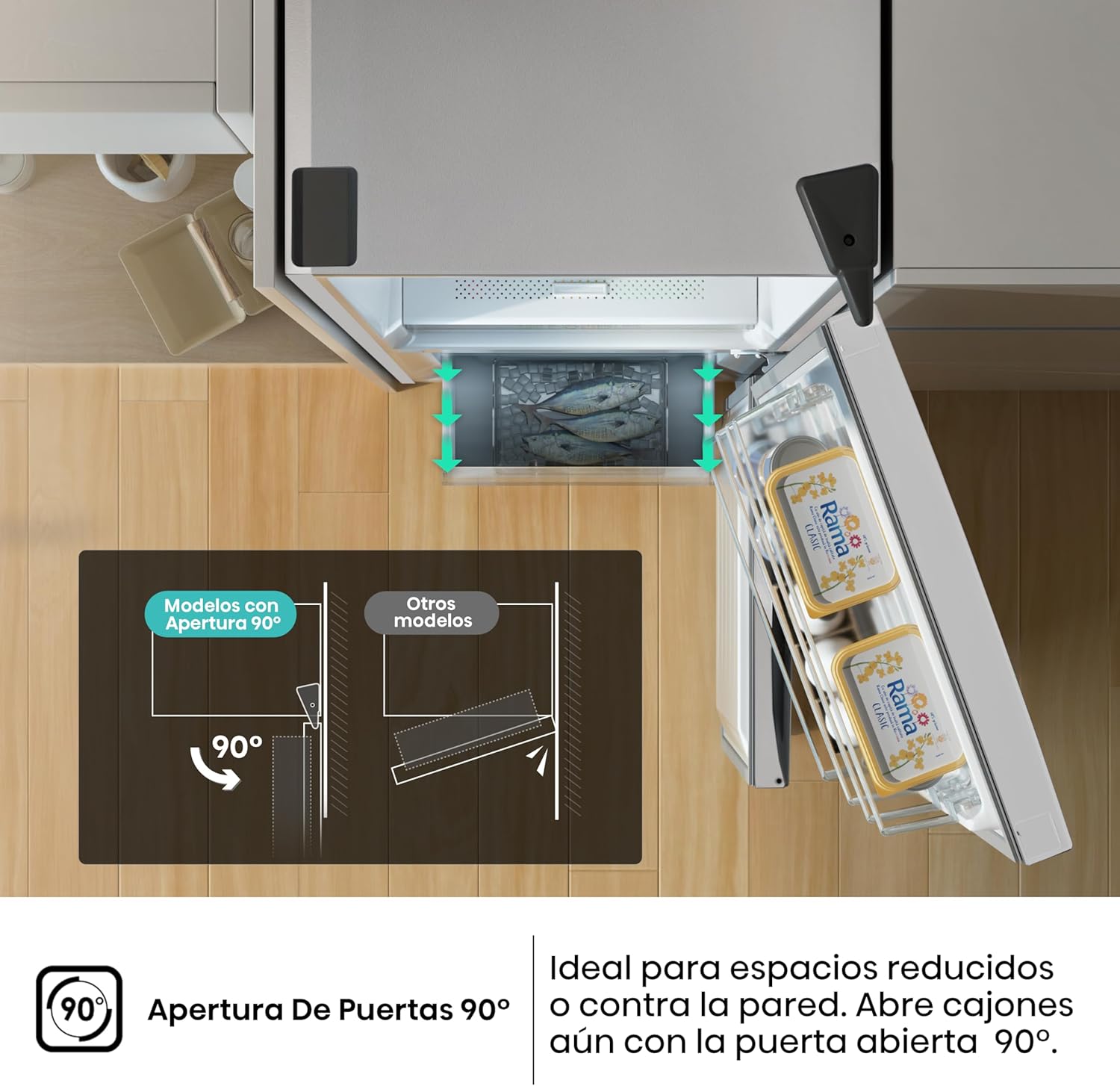 Thumbnail 6 de Hisense RB440N4BWE - Frigorífico Combi, Eficiente Clase E, Capacidad 336 L con 200 cm Alto, Super Freeze, Botellero, Puerta Reversible, Silencioso 39dB, Color Blanco