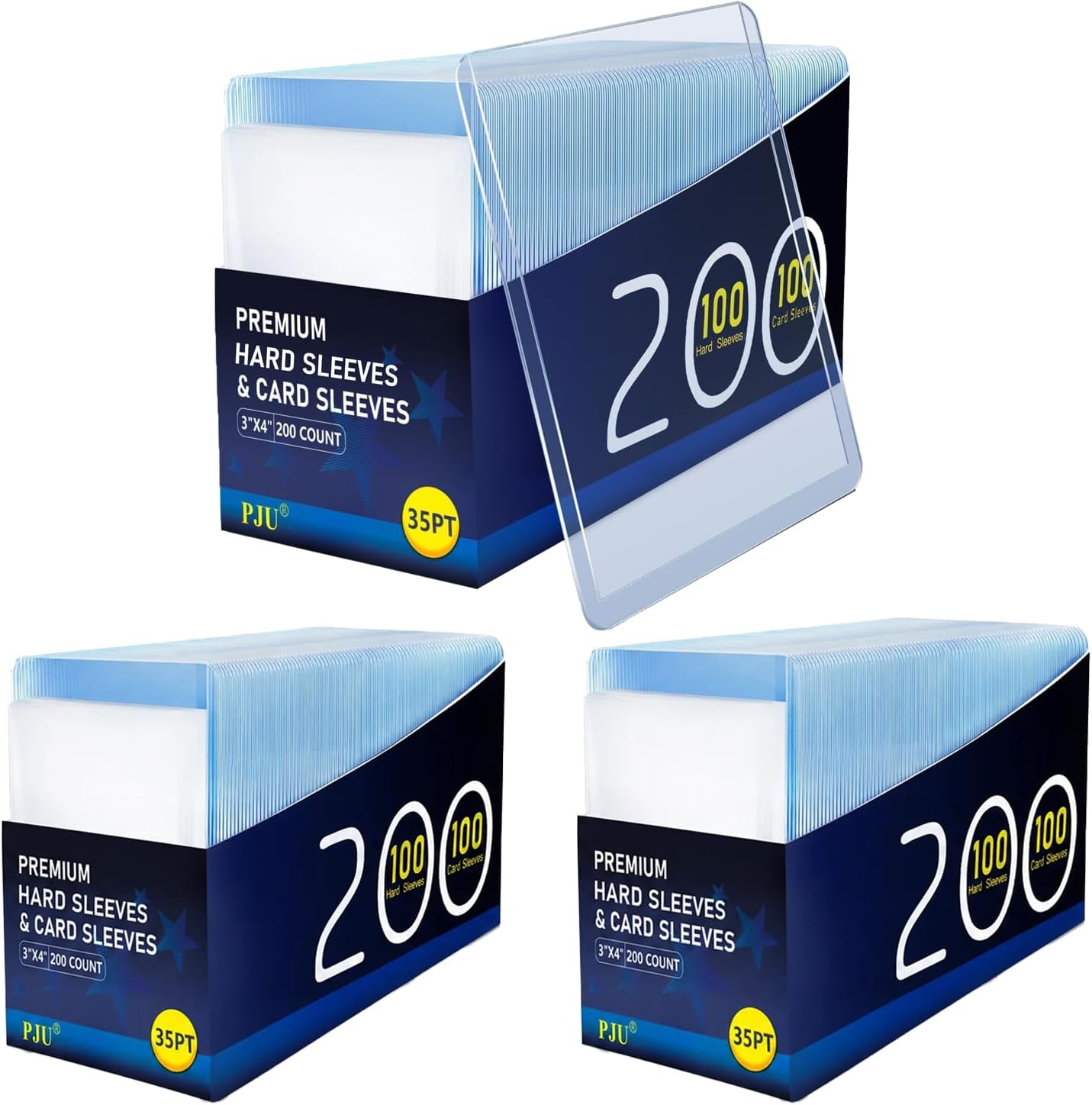 Thumbnail 6 de 200 Hard Plastic Card Sleeves: Premium 3x4 Trading Card Protectors (100 Hard + 100 Soft)