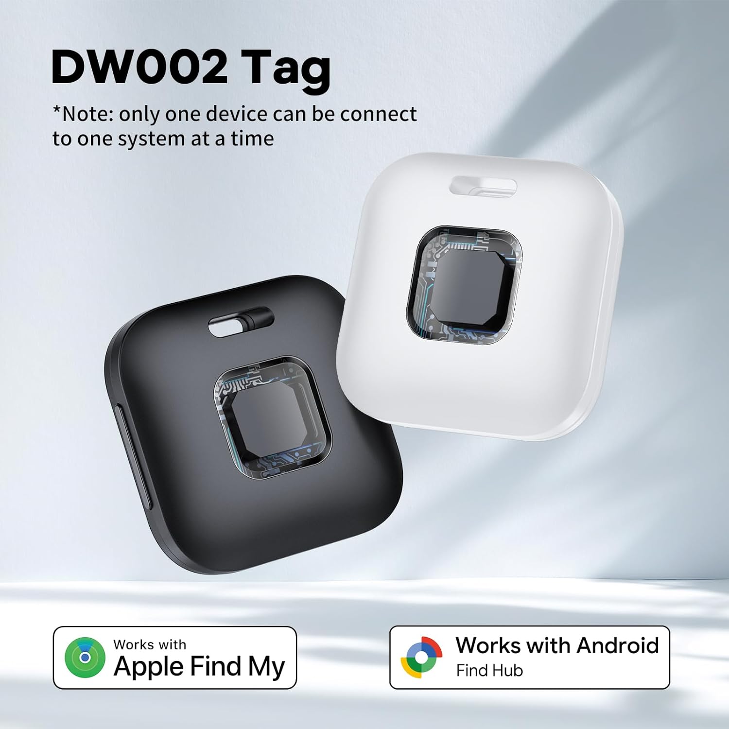 Thumbnail 1 de Tracker Tags DW002 certifié Apple et Google, lot de 4 noir (Bluetooth Smart Tag pour Apple Localiser & Google Find Hub)