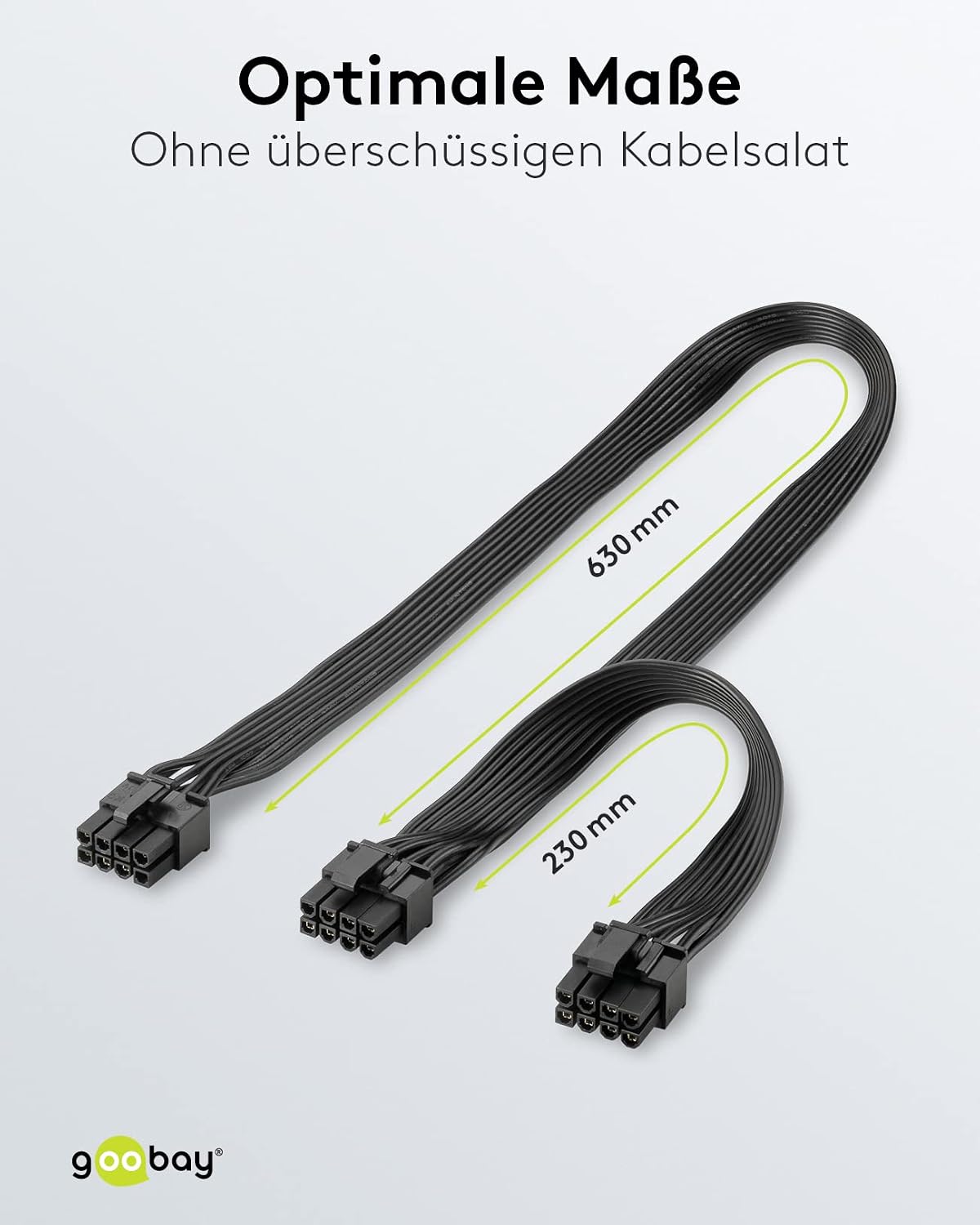Detalle de goobay 59714 PCIe-strömkabel med 8-poligt uttag och dubbla 6+2-kontakter