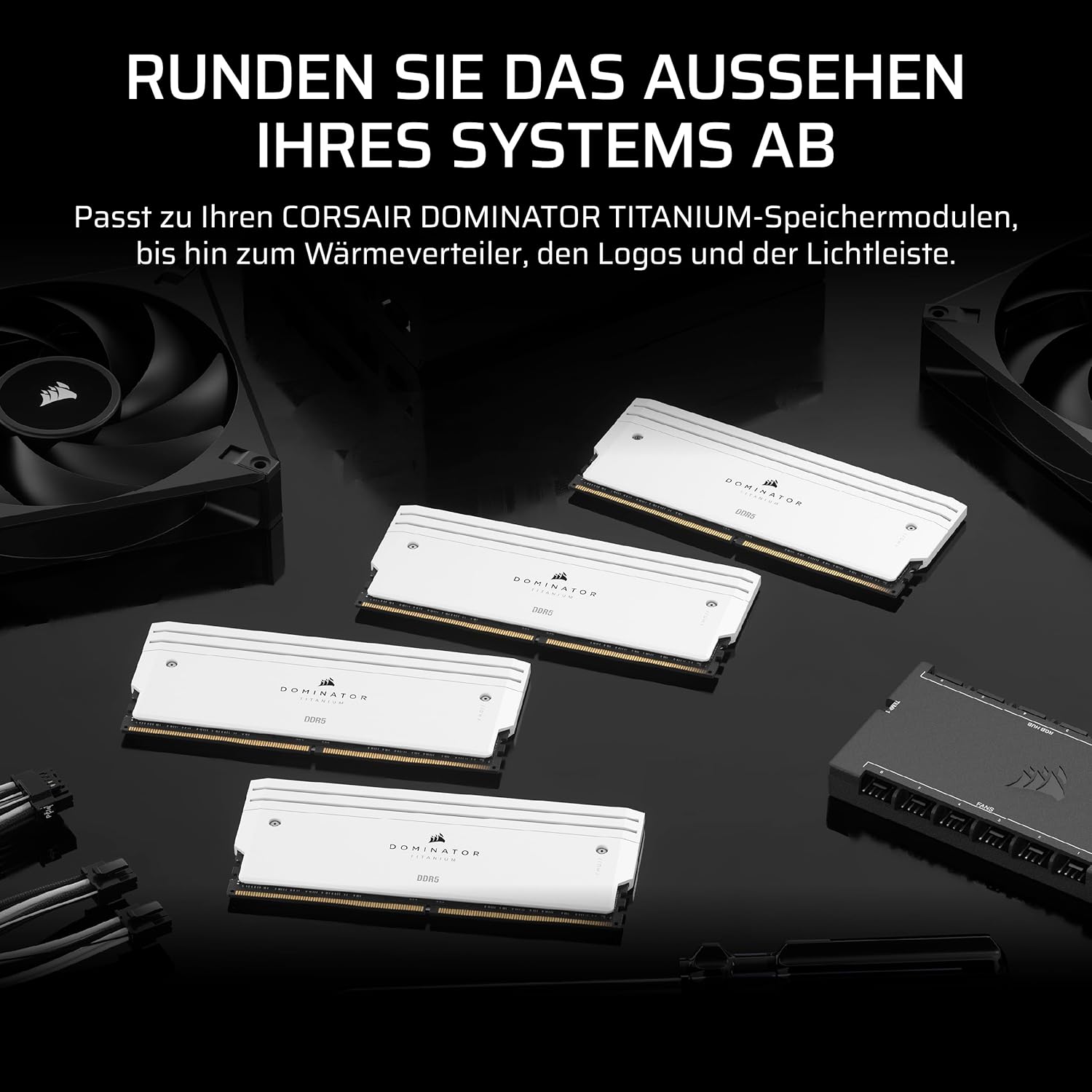 Thumbnail 3 de CORSAIR Dominator Titanium DDR5 RGB Lichtverstärkungs-Kit (2× Module, iCUE-kompatibel) – Weiß