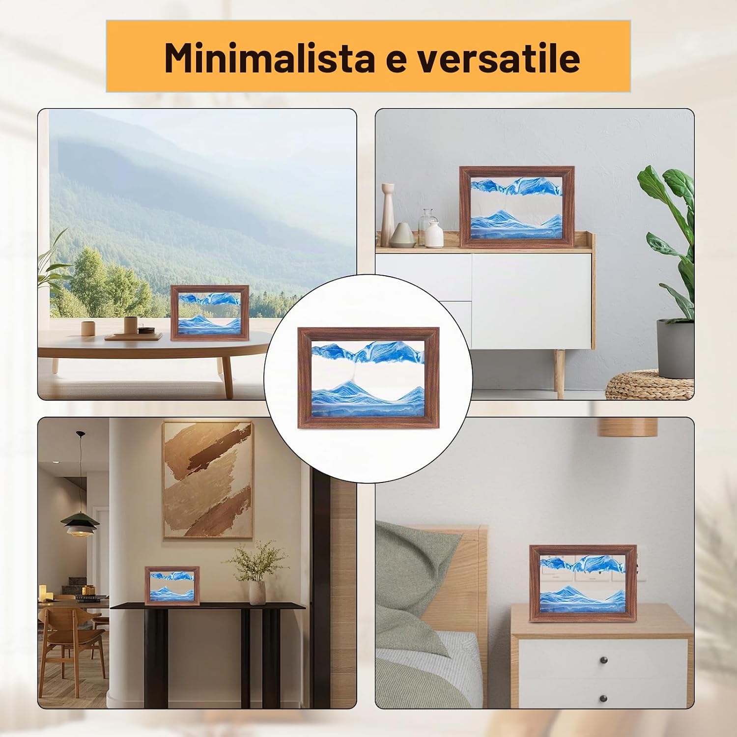 Detalle 2 de AzureLeap Pittura di Sabbia che Scorre Quadro 3D - Paesaggio Marino Blu-6