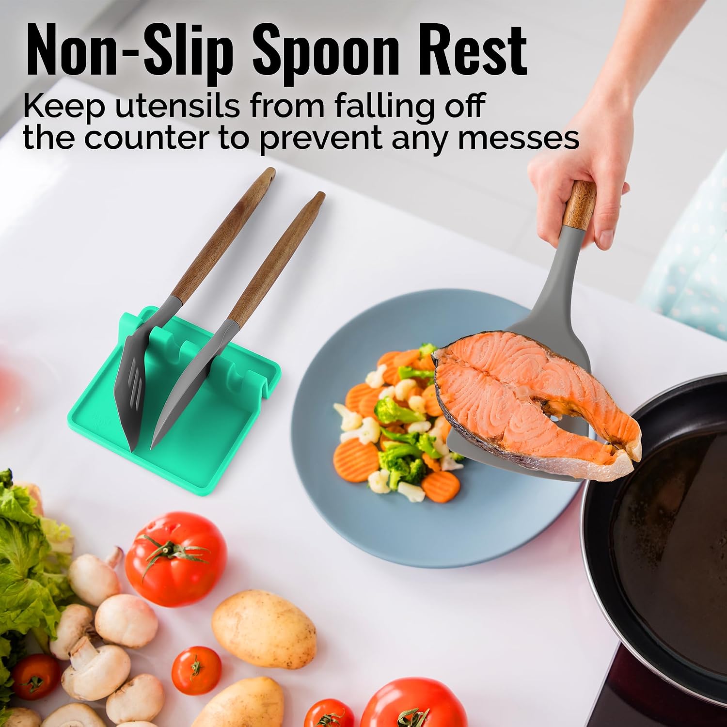 Thumbnail 3 de Zulay Kitchen Silicone Spoon Rest, Green