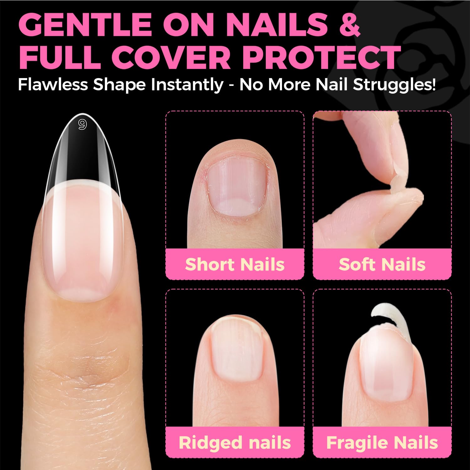 Thumbnail 6 de UNA GELLA Medium Almond Gel Nail Tips, 504-Piece Pre-Etched Clear Full-Cover Set