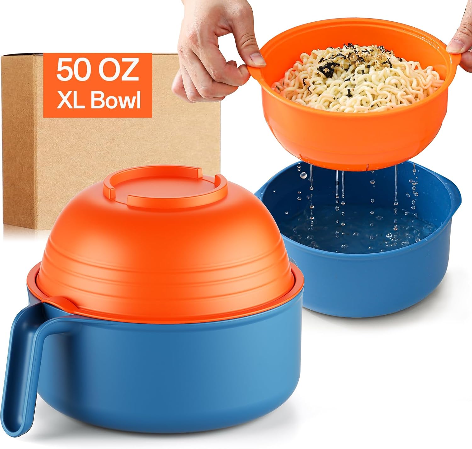 Detalle de MEACOLIA rb 50 oz Microwave Ramen Cooker Bowl with Lid and Strainer
