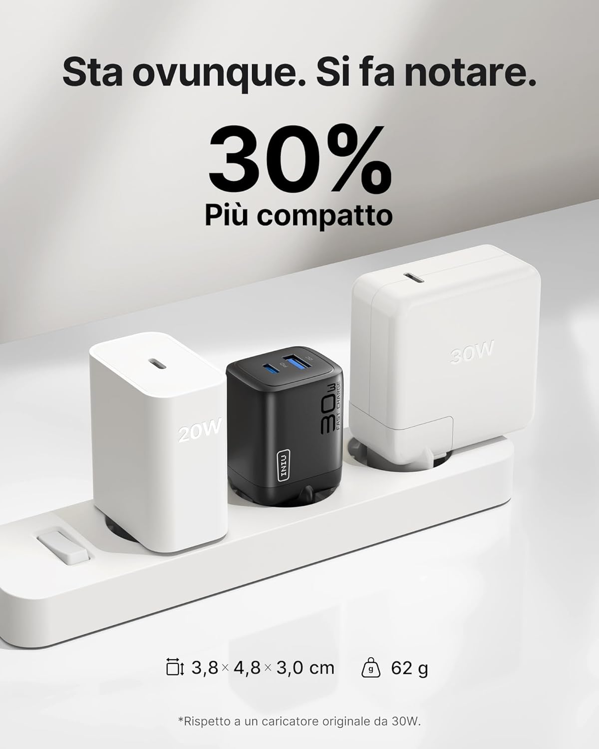 Thumbnail 5 de INIU Caricatore USB‑C 30W doppio porta USB‑C e USB‑A per smartphone e tablet