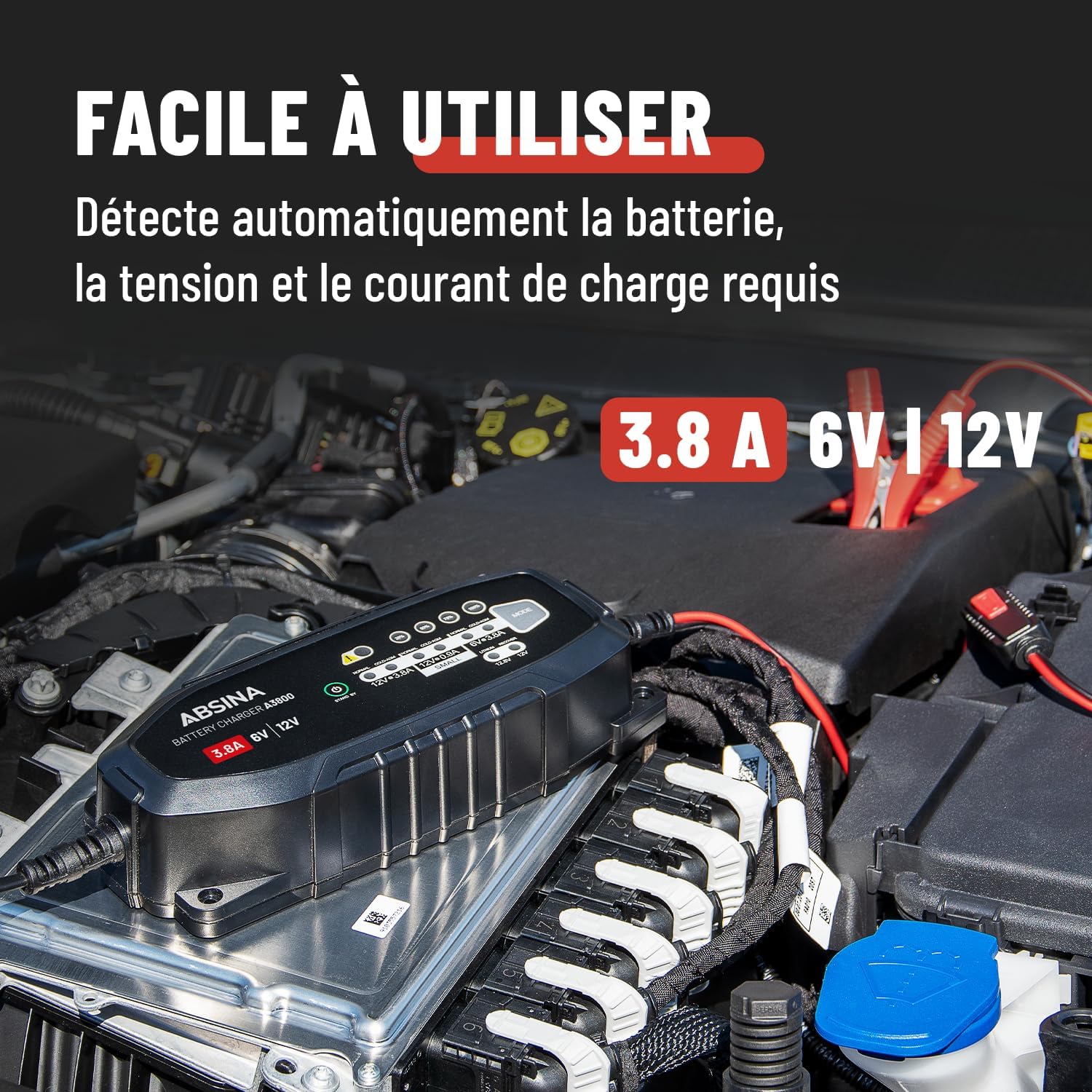 Detalle de ABSINA A3800 chargeur batterie 3,8 A