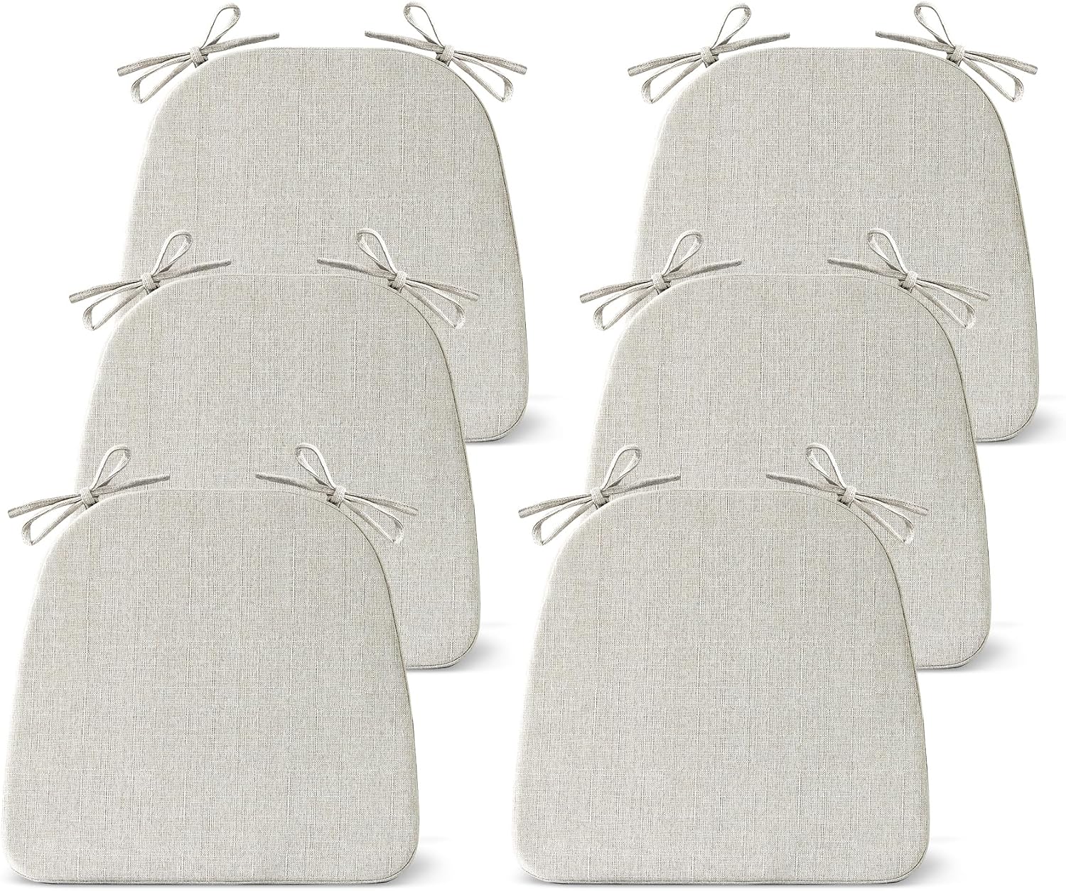 Detalle de IASEAHK Dining Chair Cushions (Set of 6) Beige, Non-Slip Seat Pads with Ties, 17" x 16" x 2