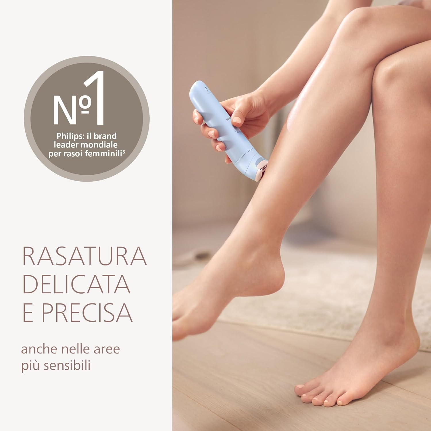 Detalle de Philips Lady Shaver Serie 6000 BRL127/00: rasoio senza filo Wet & Dry con sistema a 3 lame per corpo e gambe