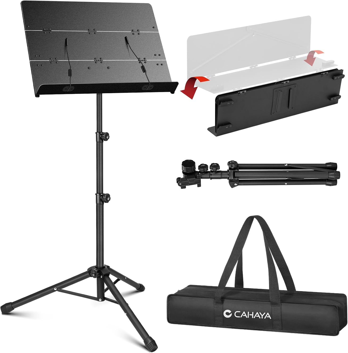 CAHAYA Sheet Music Stand Tri-fold Panel Book Holder – 170cm Black
