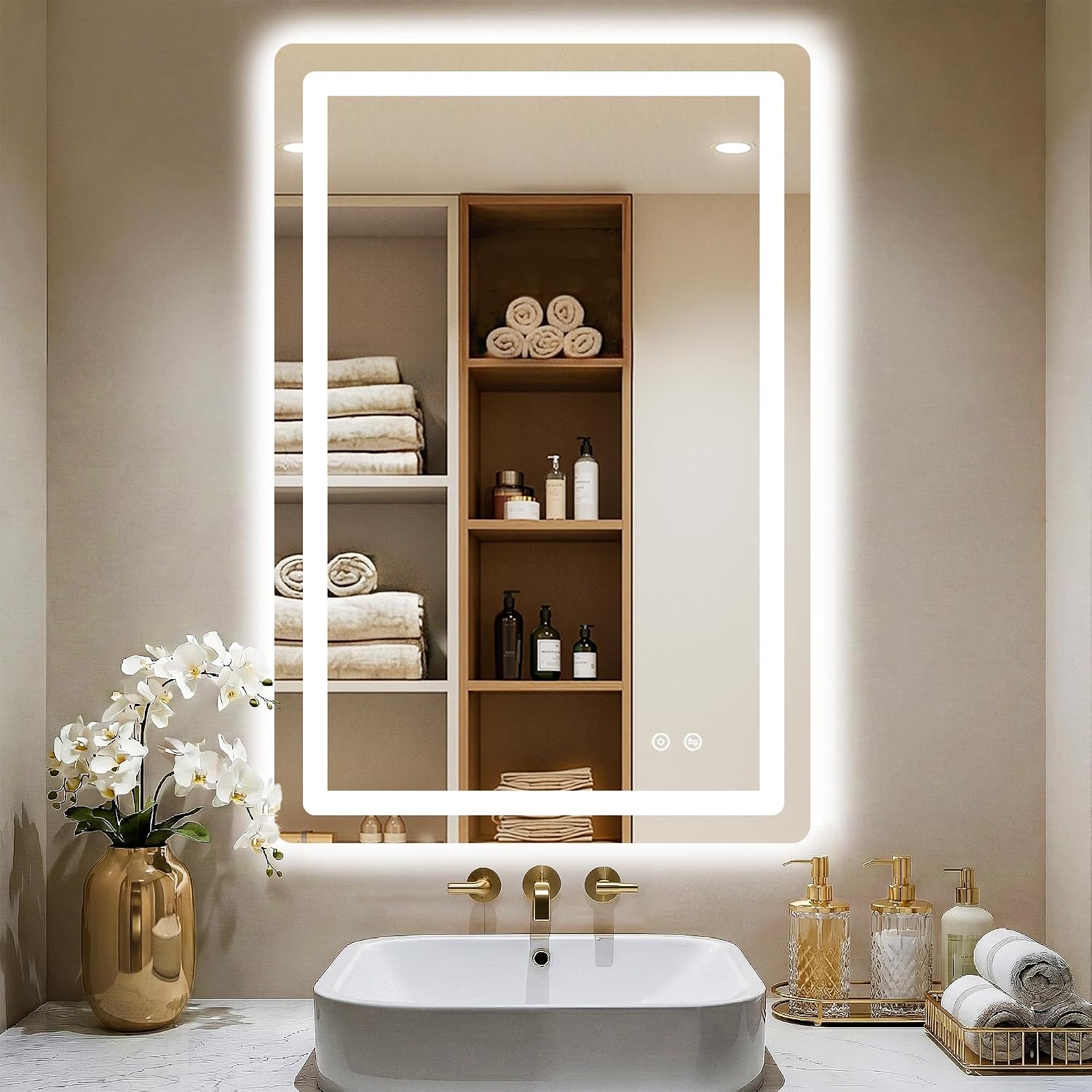 Detalle de LAWADA LED Bathroom Mirror, 24 x 36 inches