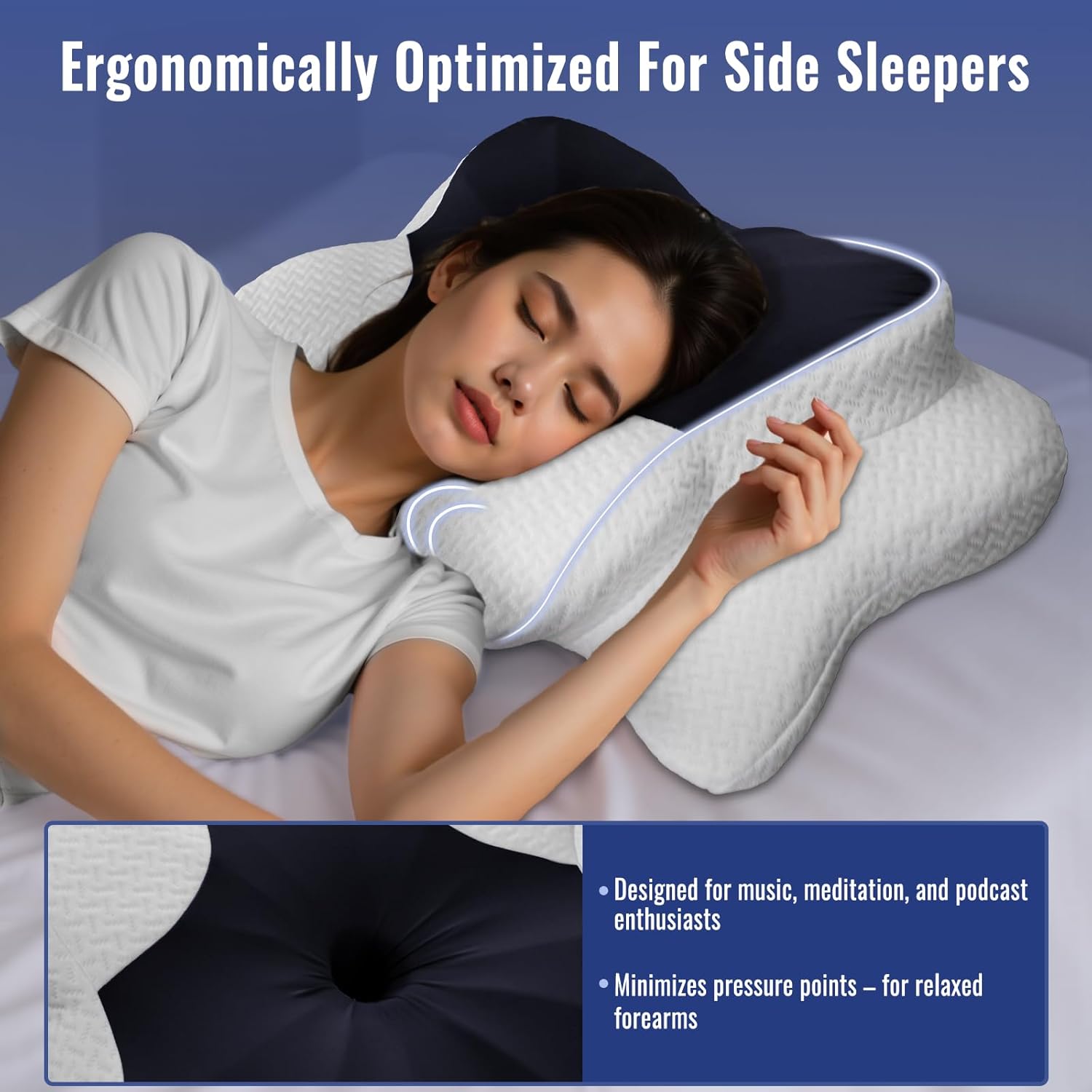Detalle de BESTISAN Ergonomic Neck Pillow (Memory Foam) with Removable Washable Cover