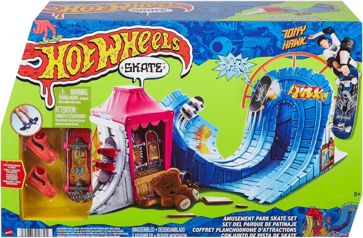 Thumbnail 5 de Hot Wheels Parque de skate HGT95 con monopatín y accesorios 🛹