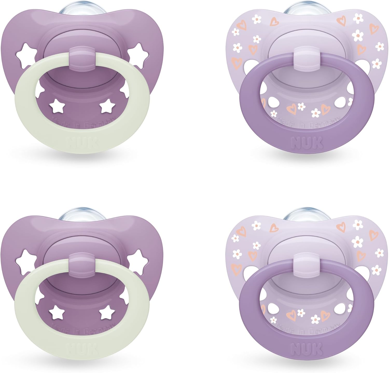 Detalle de NUK First Choice Classic Night 6-18 Months Purple 4pc