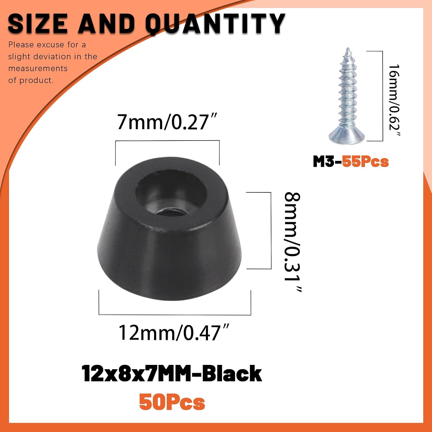 Detalle 2 de Tanstic Non-Slip Rubber Feet, 12 mm x 8 mm x 7 mm