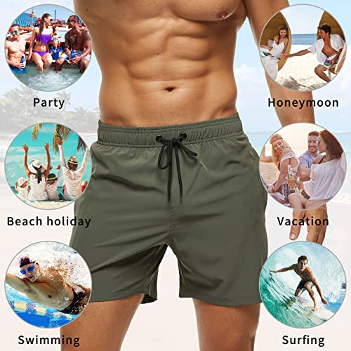 Thumbnail 6 de Bañador corto Aisprts para hombre A7 Verde Militar – secado rápido, malla interior y bolsillos con cremallera (XL)