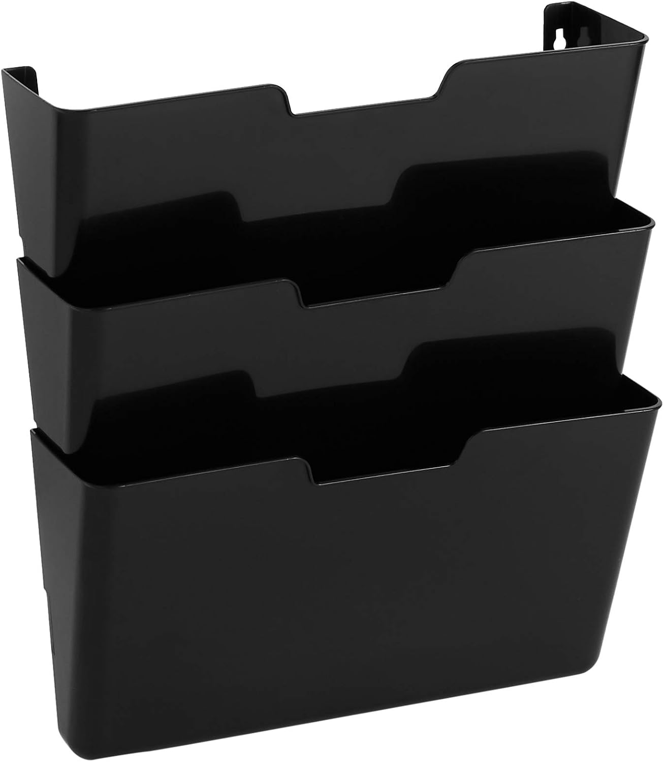 Detalle de Amazon Basics Hanging 3 Tier Wall File Organizer (3-pack) – Letter Size, Black