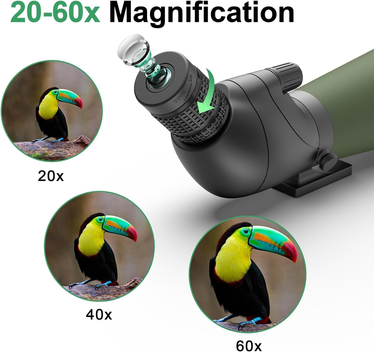 Detalle de Gosky Spektiv Vogelbeobachtung 20–60 x 80 Porro Prism – wasserdicht für Natur, Wildlife & Sportschützen