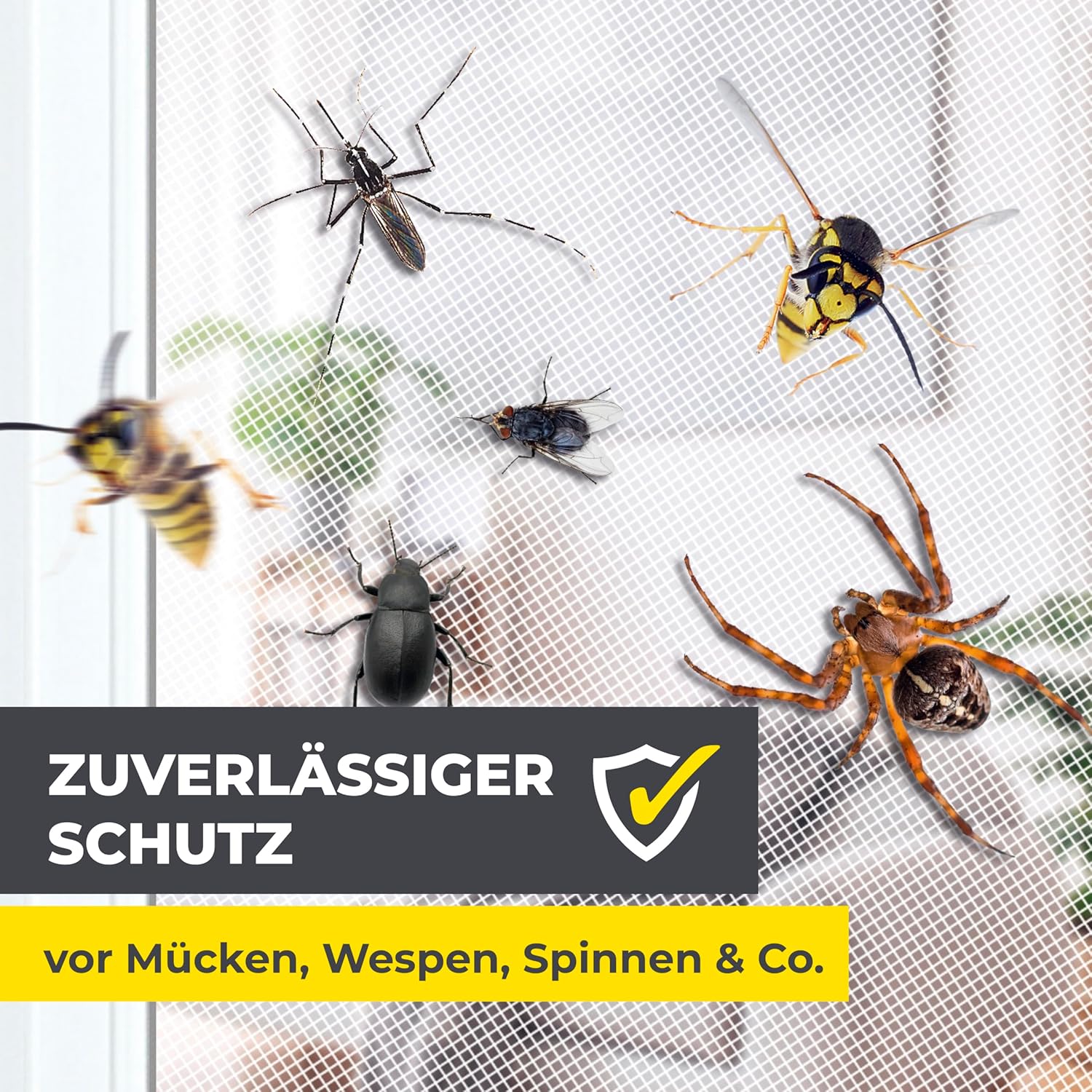 Thumbnail 2 de EASYmaxx Fliegengitter Fenster (Moskitonetz) mit Klettband, Montage ohne Bohren – zuschneidbar bis 110 x 130 cm, 2 Stück