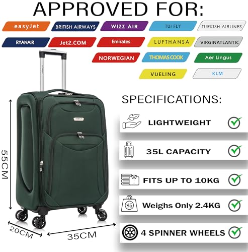 Thumbnail 1 de FLYMAX Cabin Carry-On Flight Bag – 55x35x20cm, 4-Wheel Lightweight Luggage with TSA Lock