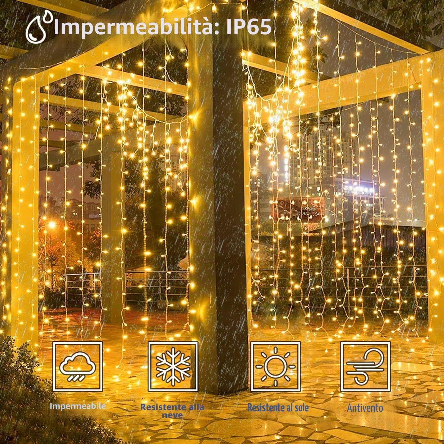 Detalle de Cozymeow Tenda Luminosa 300 LED 3x3m: catena luminosa impermeabile per outdoor e indoor