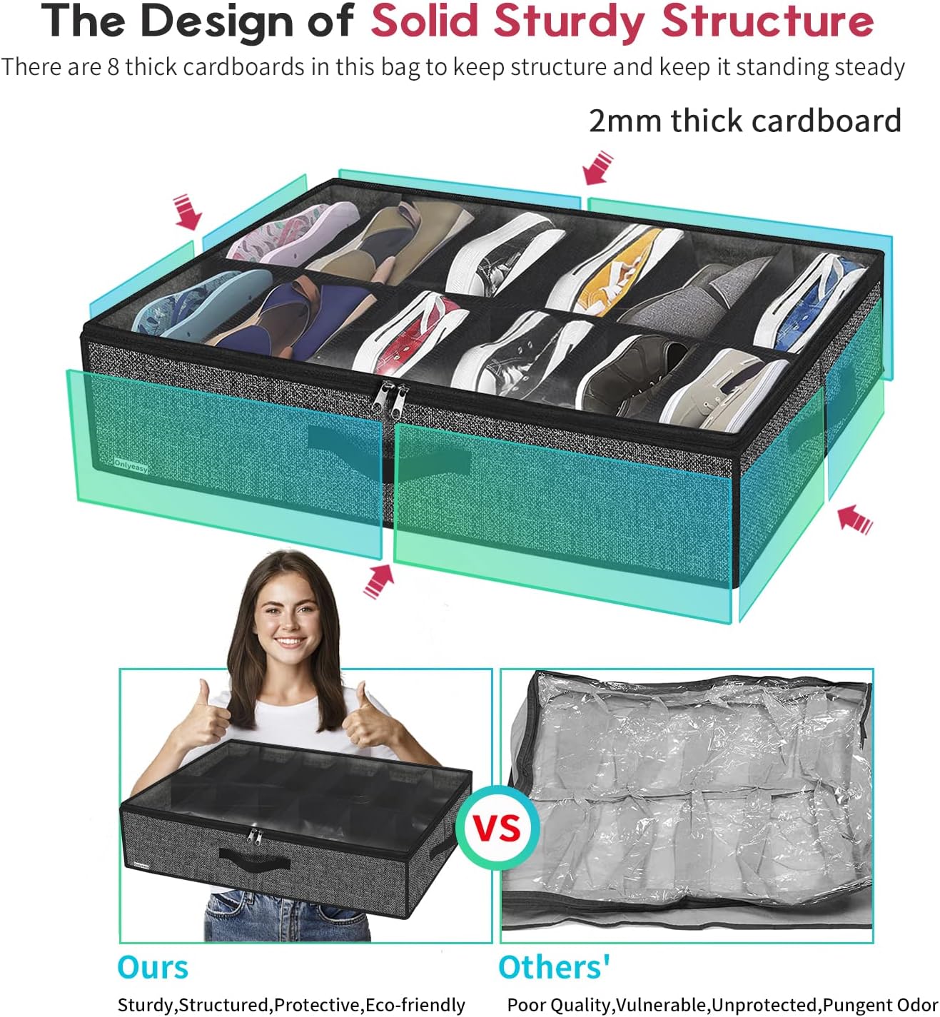 Thumbnail 3 de Onlyeasy MXAUBSB2P Underbed Shoe Organizer 2-Pack