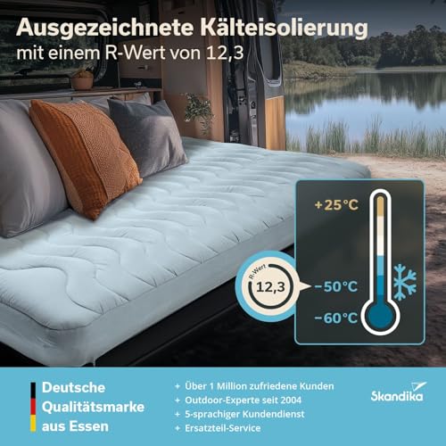 Detalle de Skandika Doppel-Isomatte Easy 3D Premium Flex Bundle mit Bezug – 200 × 150 × 12 cm, USB-C Pumpe, 300 kg Belastbarkeit