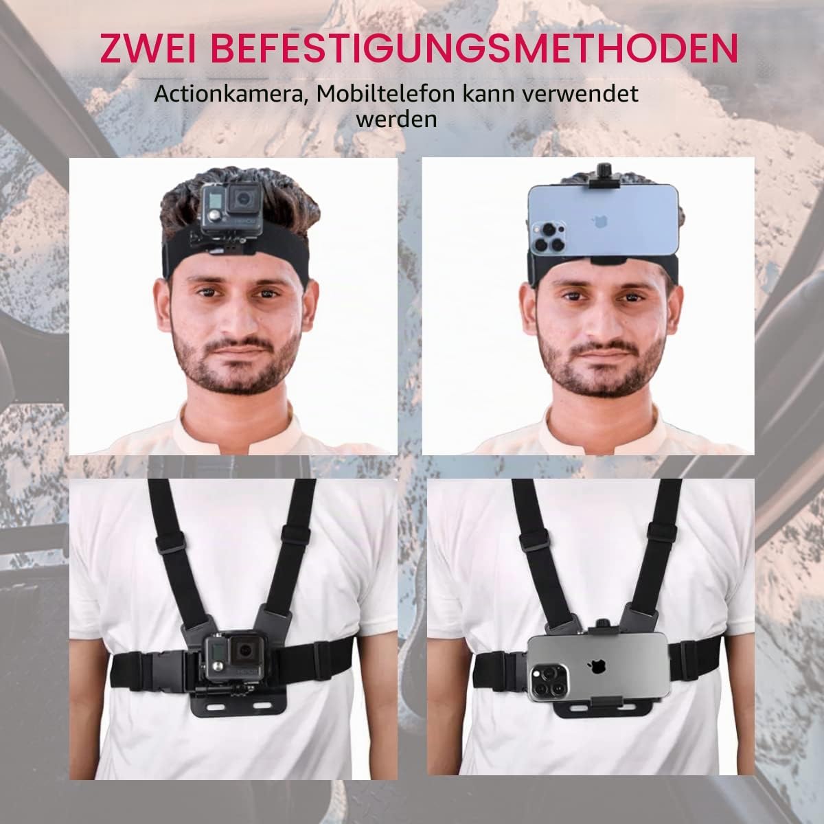 Thumbnail 1 de WLPREOE Handy Brustgurt mit Kopfhalterung – Immersive POV-Aufnahmen mit Smartphone oder Action-Kamera