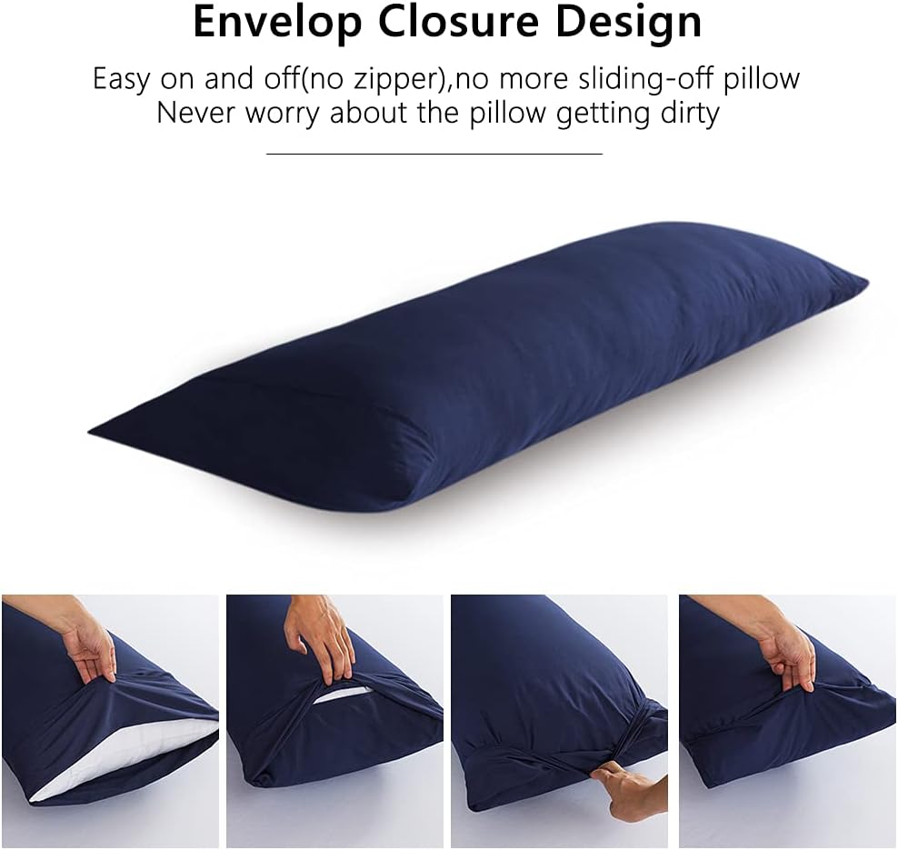 Detalle 2 de ELNIDO QUEEN Body Pillow, 20 x 54 in, Navy Blue with Removable Cover