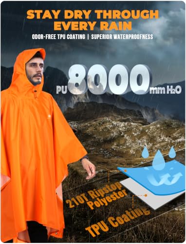 Detalle de ANYOO Wasserdichter Regenponcho Unisex – leicht, wiederverwendbar und vielseitig
