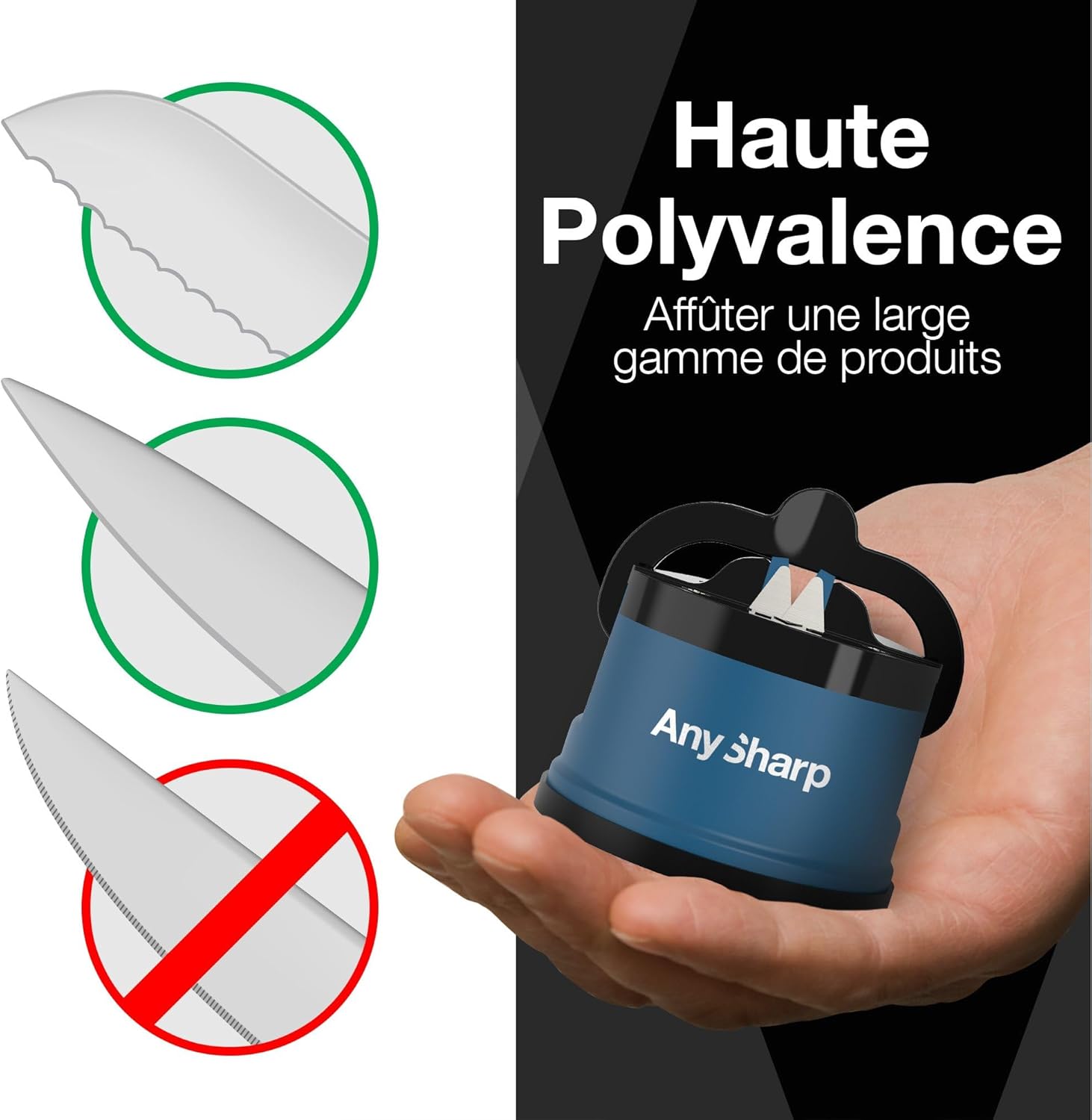 Thumbnail 4 de AnySharp Aiguiseur de Couteaux avec Ventouse PowerGrip — Sécurité mains libres, 20° pré-réglé, pour acier trempé et dents