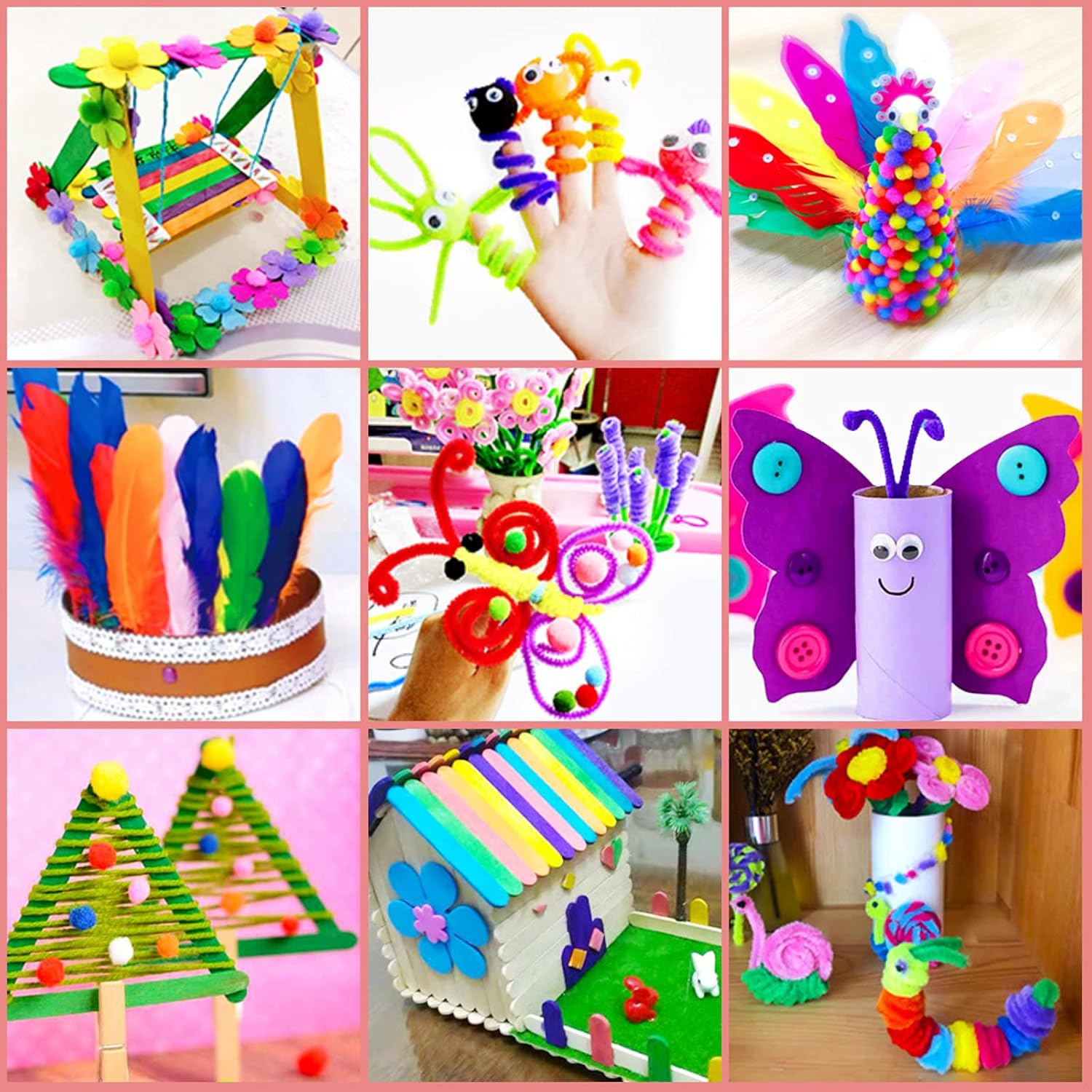 Thumbnail 6 de Bastelset Kinder Bastelkoffer mit 1300+ Teilen: Pailletten, Pfeifenreiniger, Pompons & mehr für DIY-Projekte