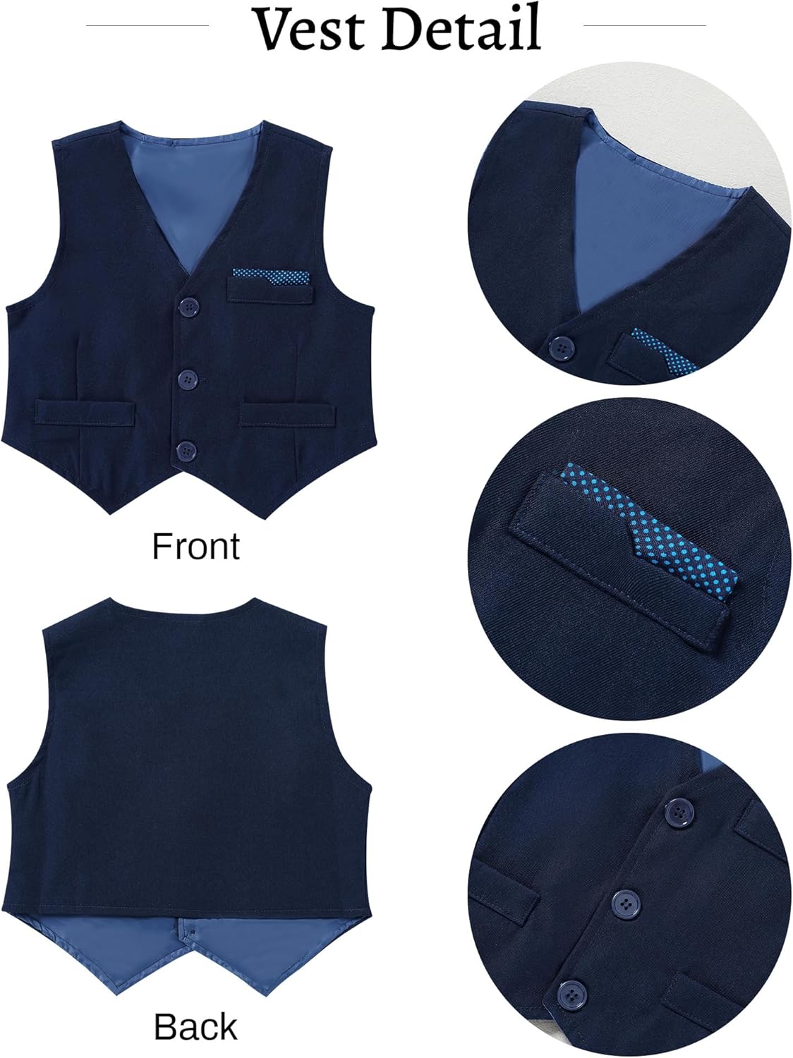 Thumbnail 4 de Amissz baby boy wedding suit set (1–5 years) – long sleeve shirt, waistcoat, trousers & bow tie