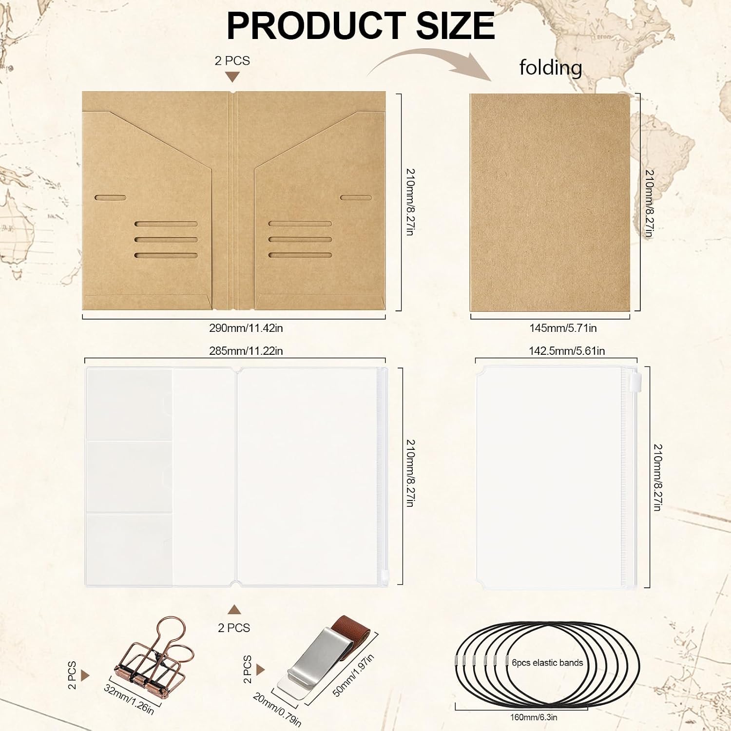 Detalle de DILVREWA DILVREWA-001 A5 Traveler’s Journal Accessory Kit, 14 Pieces