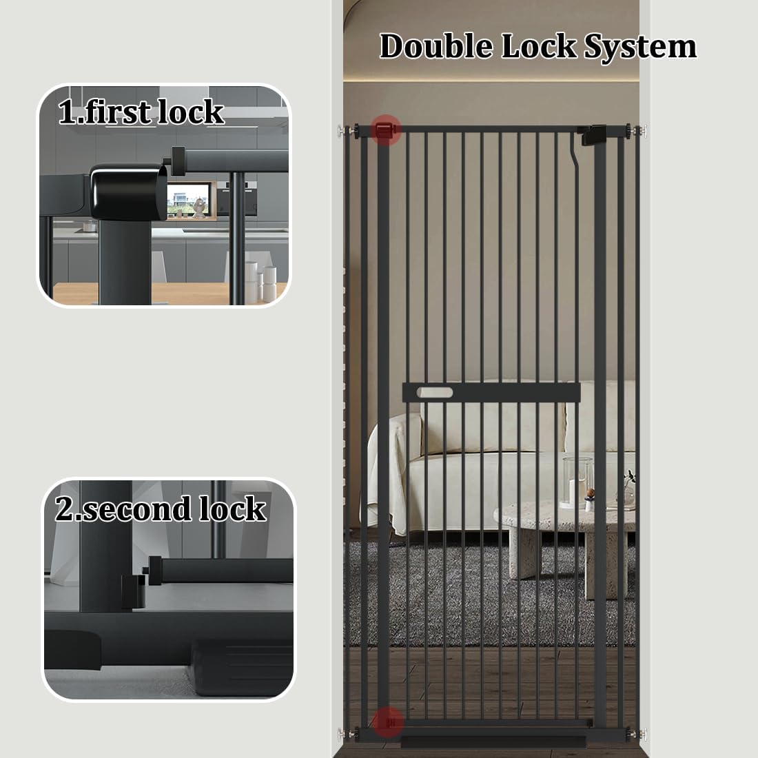 Detalle de Xifamniy 61.02" Extra Tall Cat Gate Wide Pressure Mounted with Auto-Close