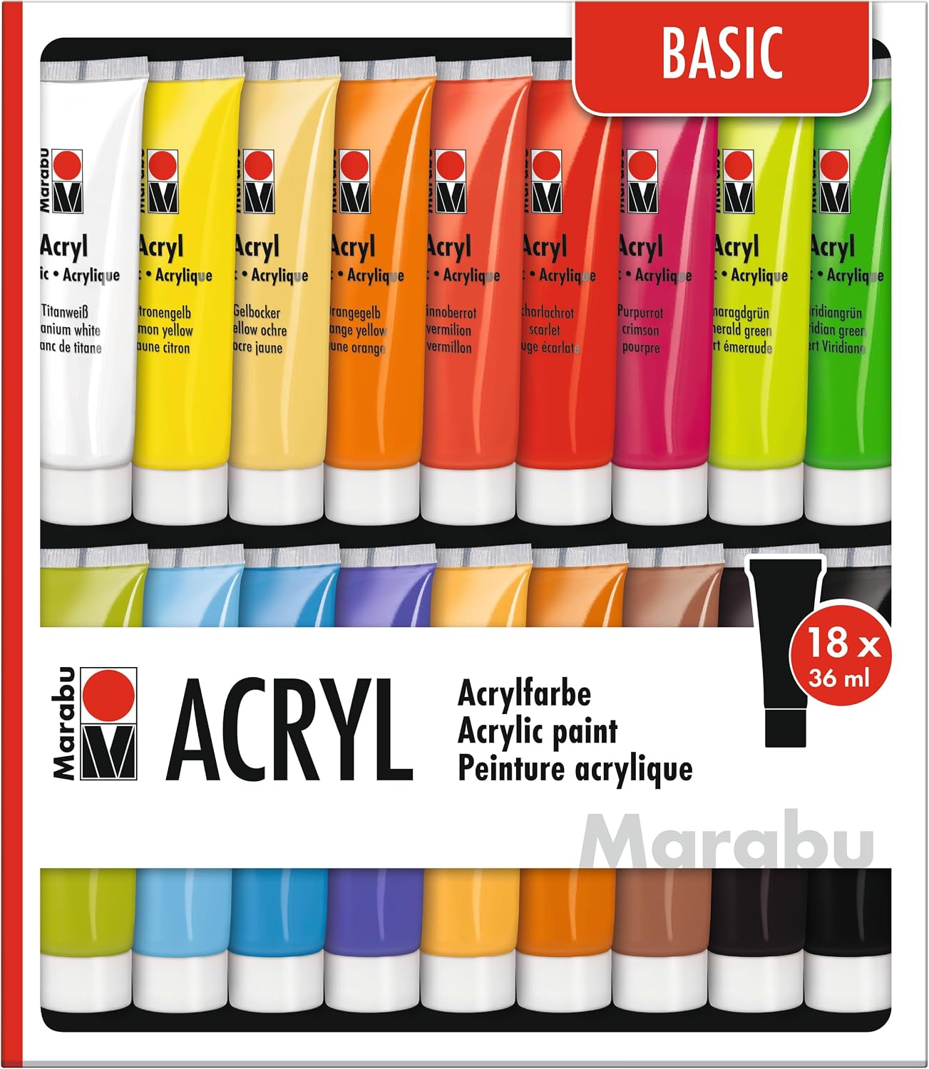 Detalle de Marabu 121000201 Set colori acrilici 18x36 ml
